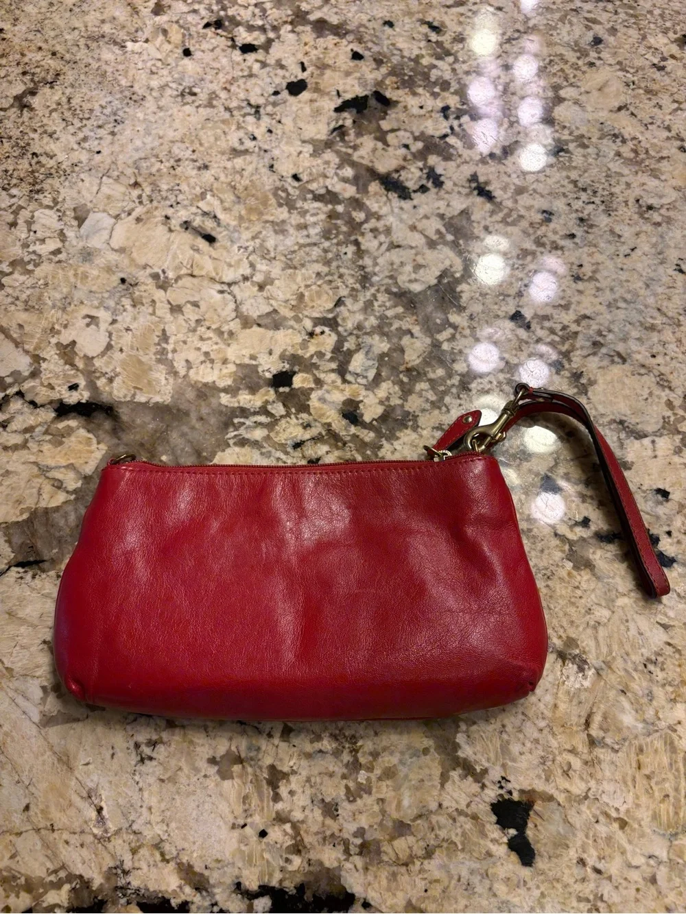 Coach Red Leather Wristlet with Gold Logo